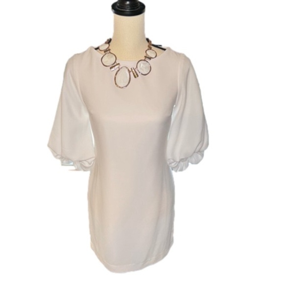 Beautiful Banana Republic White Balloon-Sleeve Dress.